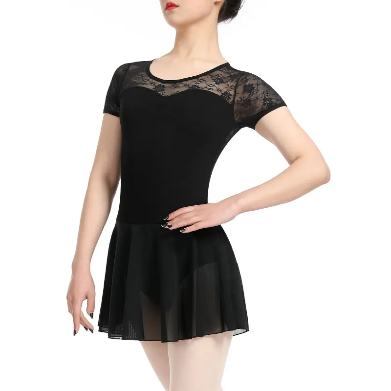 Женское Танцевальное Платье Балетное Для Взрослых С Короткими Рукавами Вырез