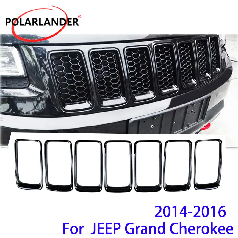 

Car Grill Ring Front Grille Inserts Cover Trim Kit Decorate 7 Pcs/Set Gloss Black /Silver For Jeep Grand Cherokee 2014 2015 2016