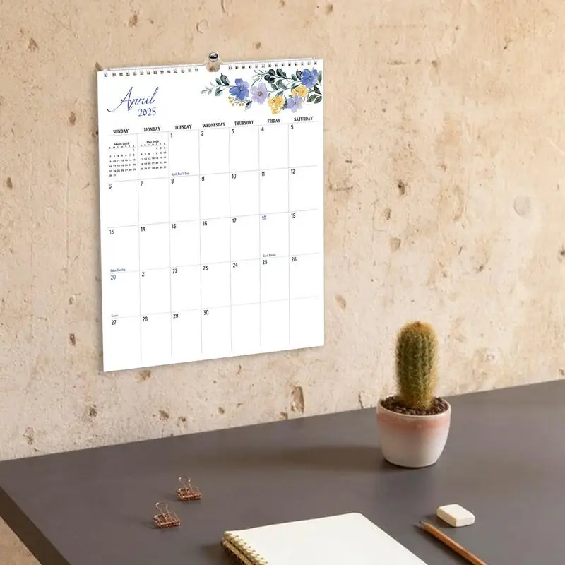 Ежемесячный настенный календарь на 2025–2026 годы. Настольный 14 X 11 дюймов. С января