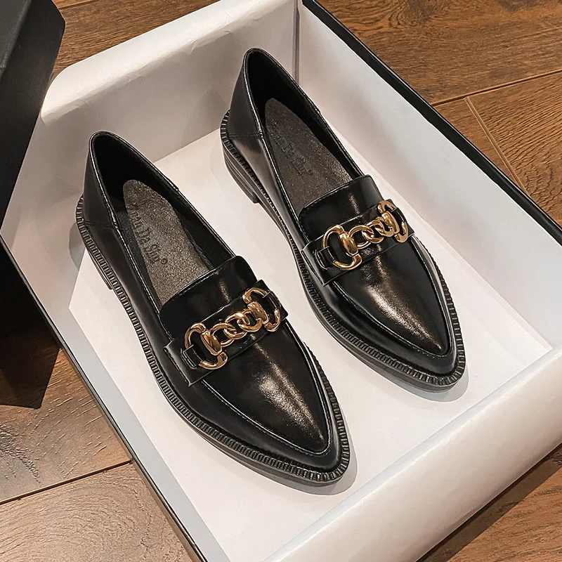 Woman Vulcanize Shoes 2022 New Women's Shoes Popular Spring and Autumn Single Shoes Comfortable Black Loafers Plus Size 41-42