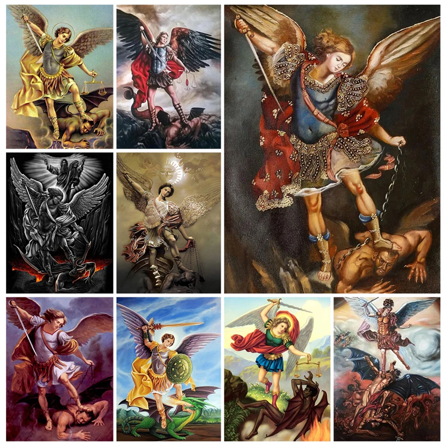 Saint Michael the Archangel Mosaic Picture Diamond Embroidery DIY 5D Diamond Painting Full Drill Cross Stitch Kits Home Decor