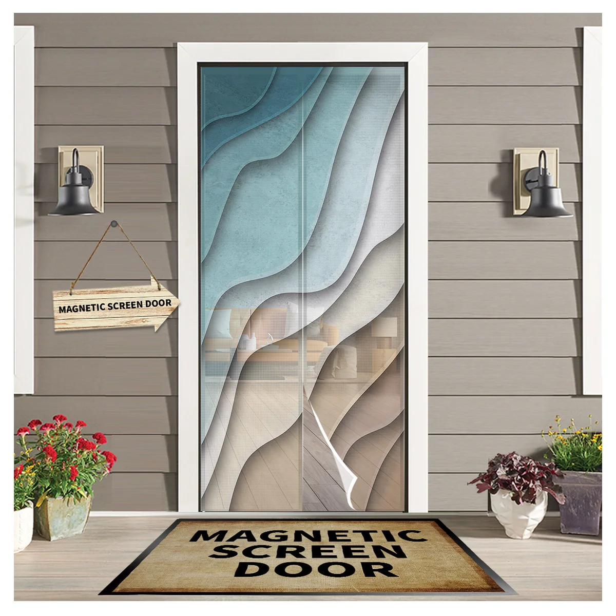 

Teal Gradient Brown Sheer Door Curtain Mosquito-proof Bedroom Magnetic Hanging Curtains Window Screen Gauze Door Curtain