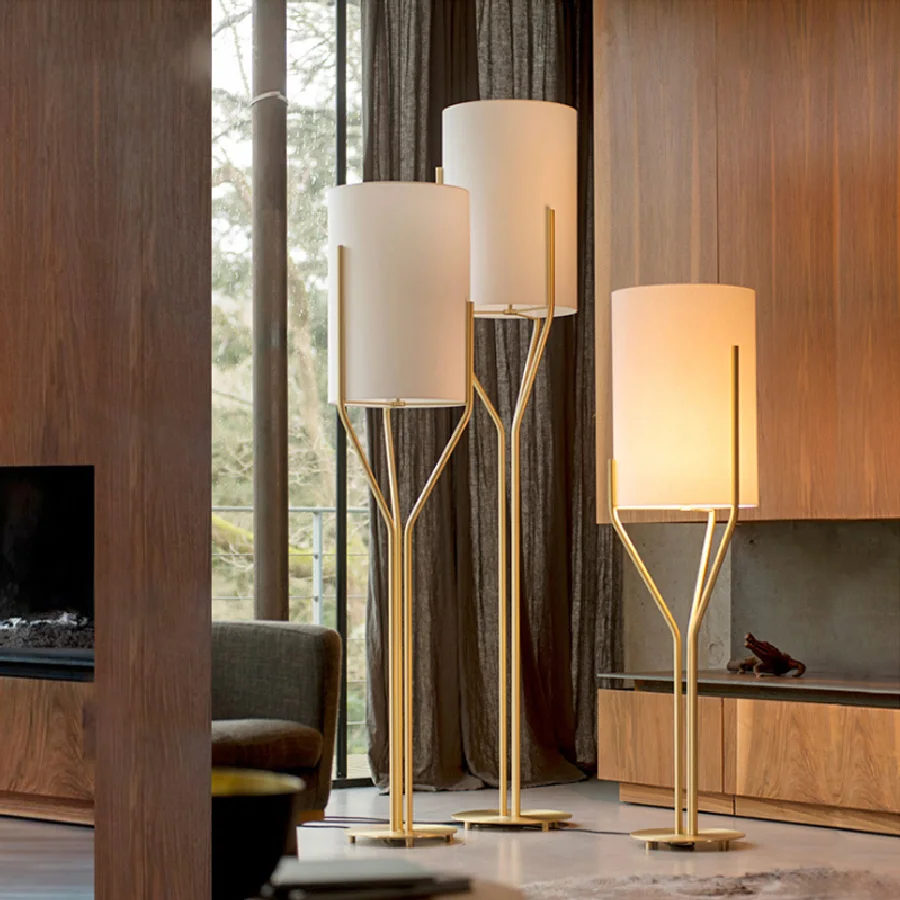 

Nordic Minimalist Fabric Shade Led Floor Lamp Hotel Villa Living Room Home Decor Sofa Corner Standing Light Bedroom Bedside Lamp