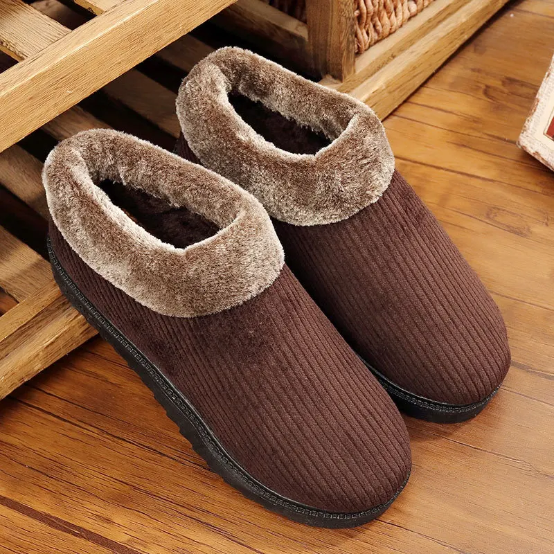 

Winter men's cotton shoes beef tendon thicksole home thermal cotton shoes Men's velvet thick cotton shoes