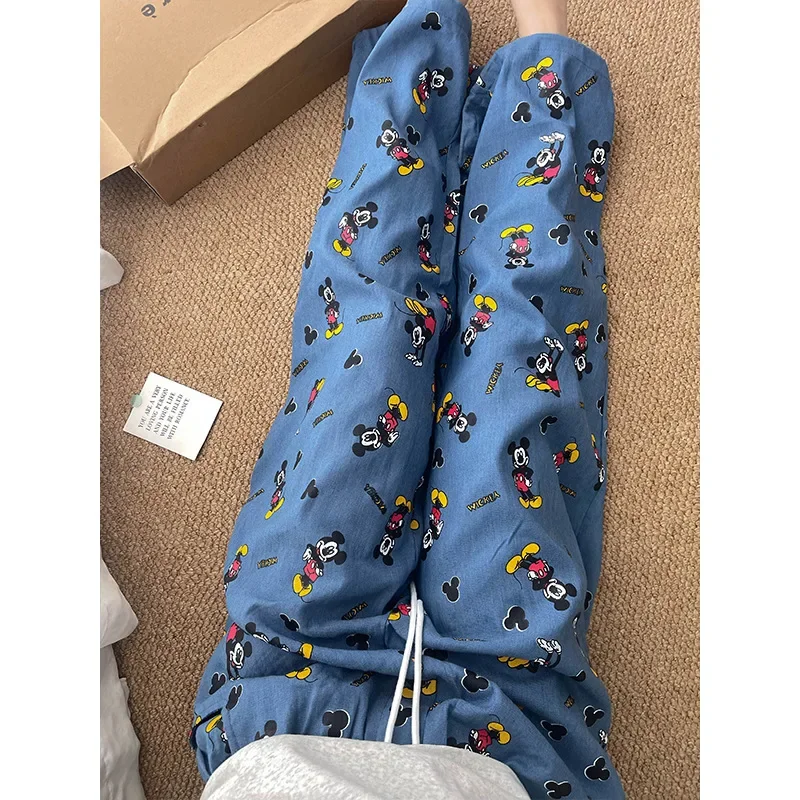 Осенние брюки Disney с Микки Маусом Длинная женская пижама шелковая женские
