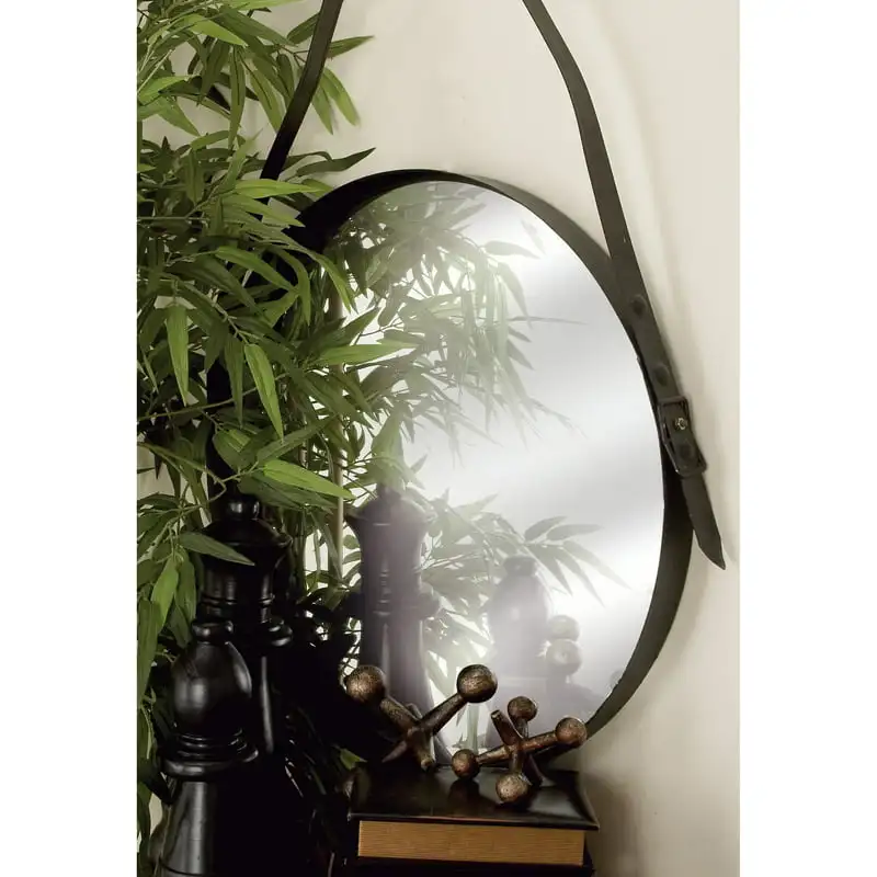 

31"H Round Wall Mirror, Black