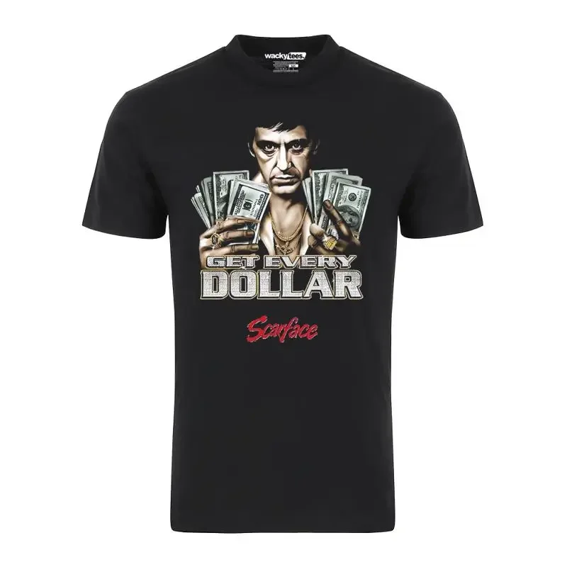 Фото Футболка с графическим принтом Scarface Tony Montana в стиле 80-х годов с эффектом потертости и надписью 