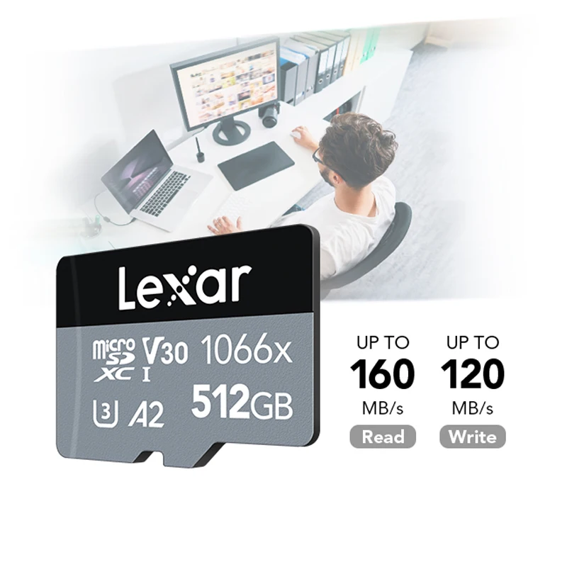 Карта памяти Lexar 1066x Micro SD 64 ГБ 128 256 512 MicroSD TF флэш-накопитель Профессиональная карта