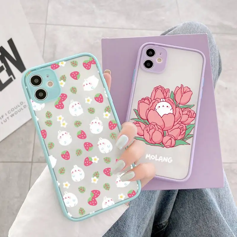

Kawaii Molang Cartoon Anime Rabbit Phone Case matte transparent For iphone 11 12 13 7 8 plus mini x xs xr pro max cover