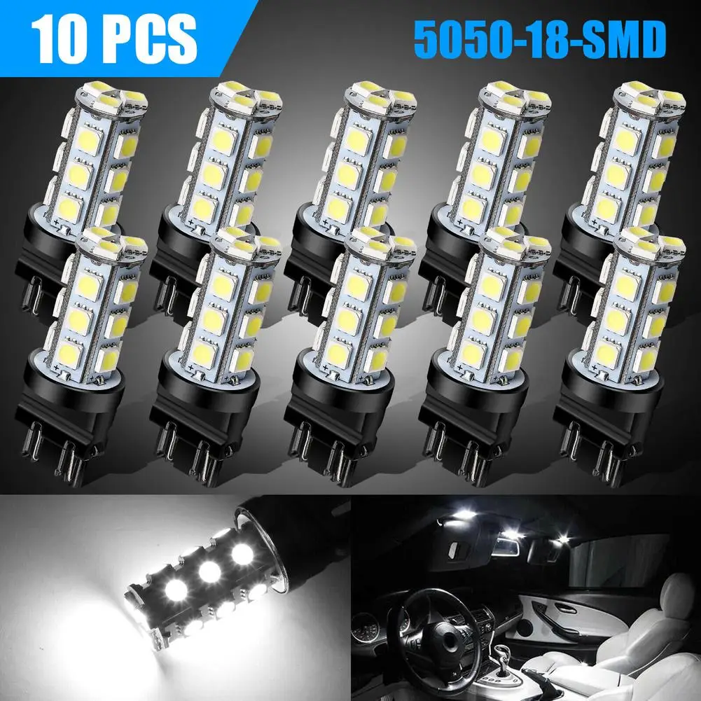 

10 шт. автомобильные лампы 3157 3156 супер белый 18smd светодиод 360 градусветильник лампы заднего хода стоп-сигнала 6000k