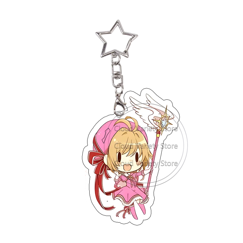 Фото Милый акриловый брелок Kawaii Cardcaptor Sakura: Чиби Керо-чан, Томоё Дайдоджи. Аниме-аксессуар для косплея, брелок для ключей, подарок на день рождения. №5