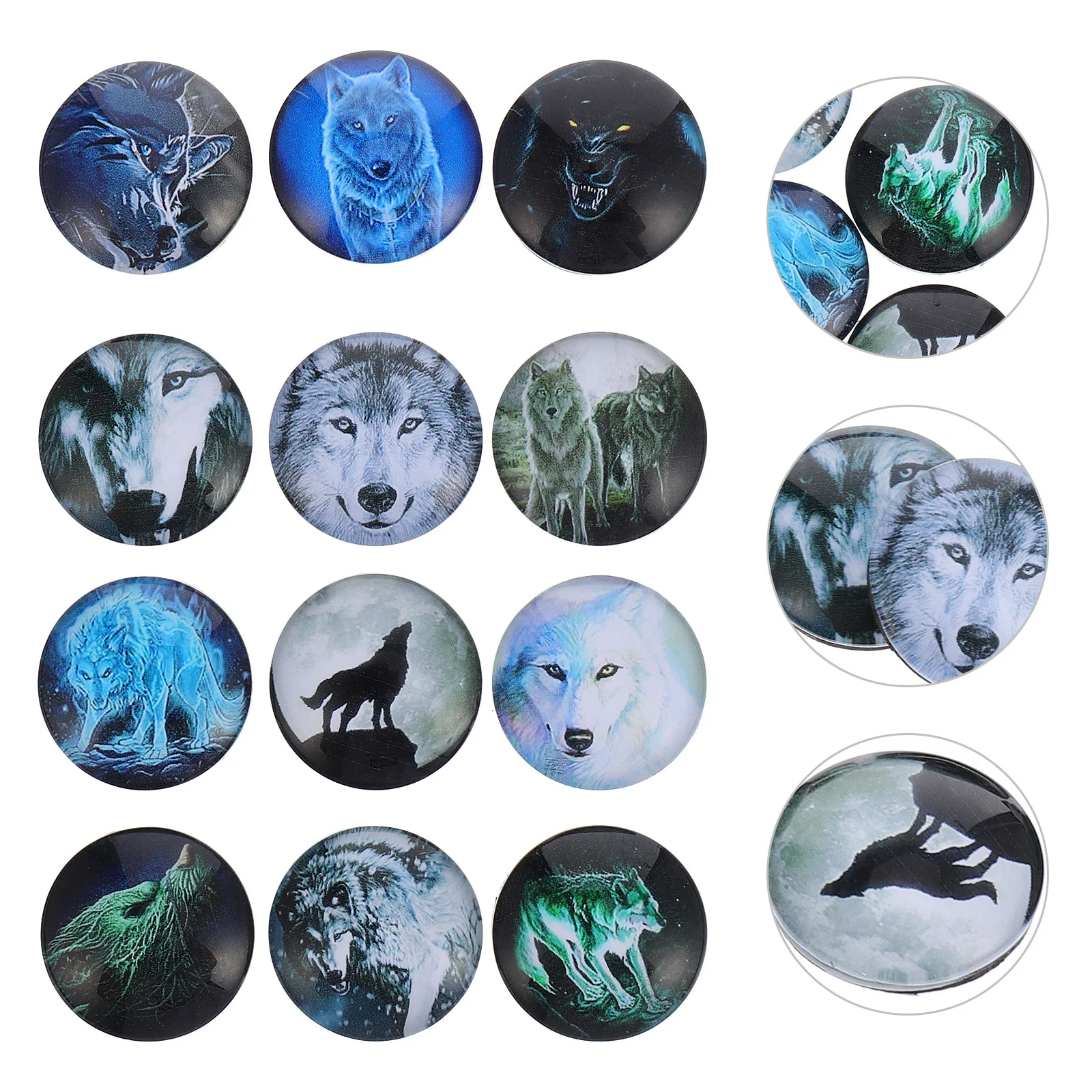 

12 Pcs Ceramic Tiles Crafts Fridge Magnet Sticker Glass Christmas 2x2cm Grey Wolf Refrigerator