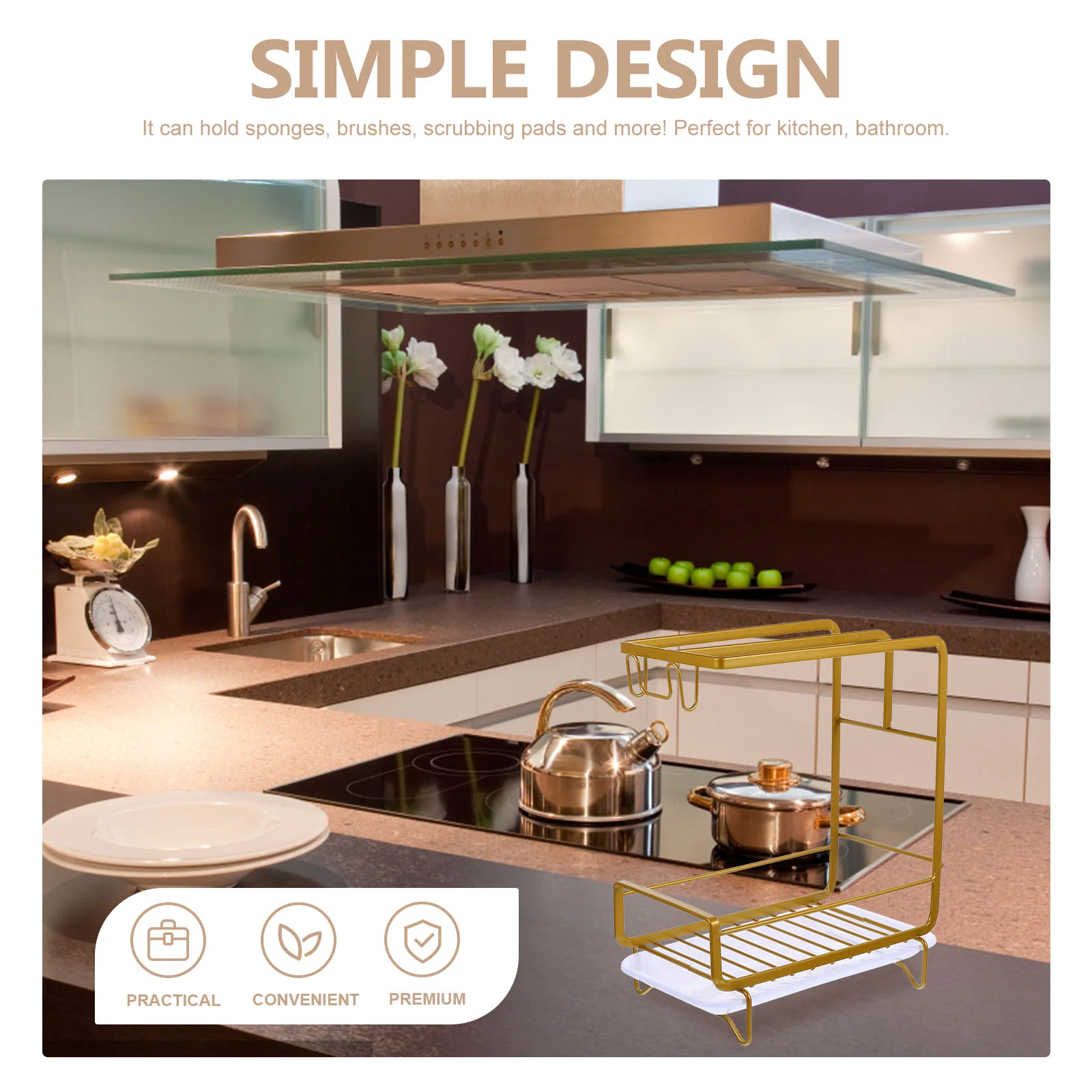 Губки кухонная сушилка вешалка для посуды держатель мытья золотая раковина