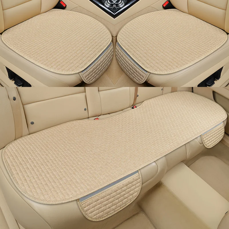 

Linen Car Seat Cover Front Rear Summer Flax Chair Cushion Protector Mat Pad Car Universal Auto Interior Styling Truck SUV Van