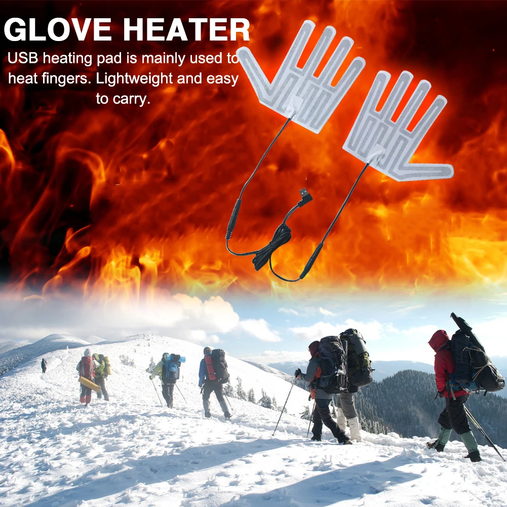 

Electric USB Heated Gloves Pad Winter Warm Five-Finger Gloves Heating Pad Electric Heating Film Glove Sheet for Skiing Cycling