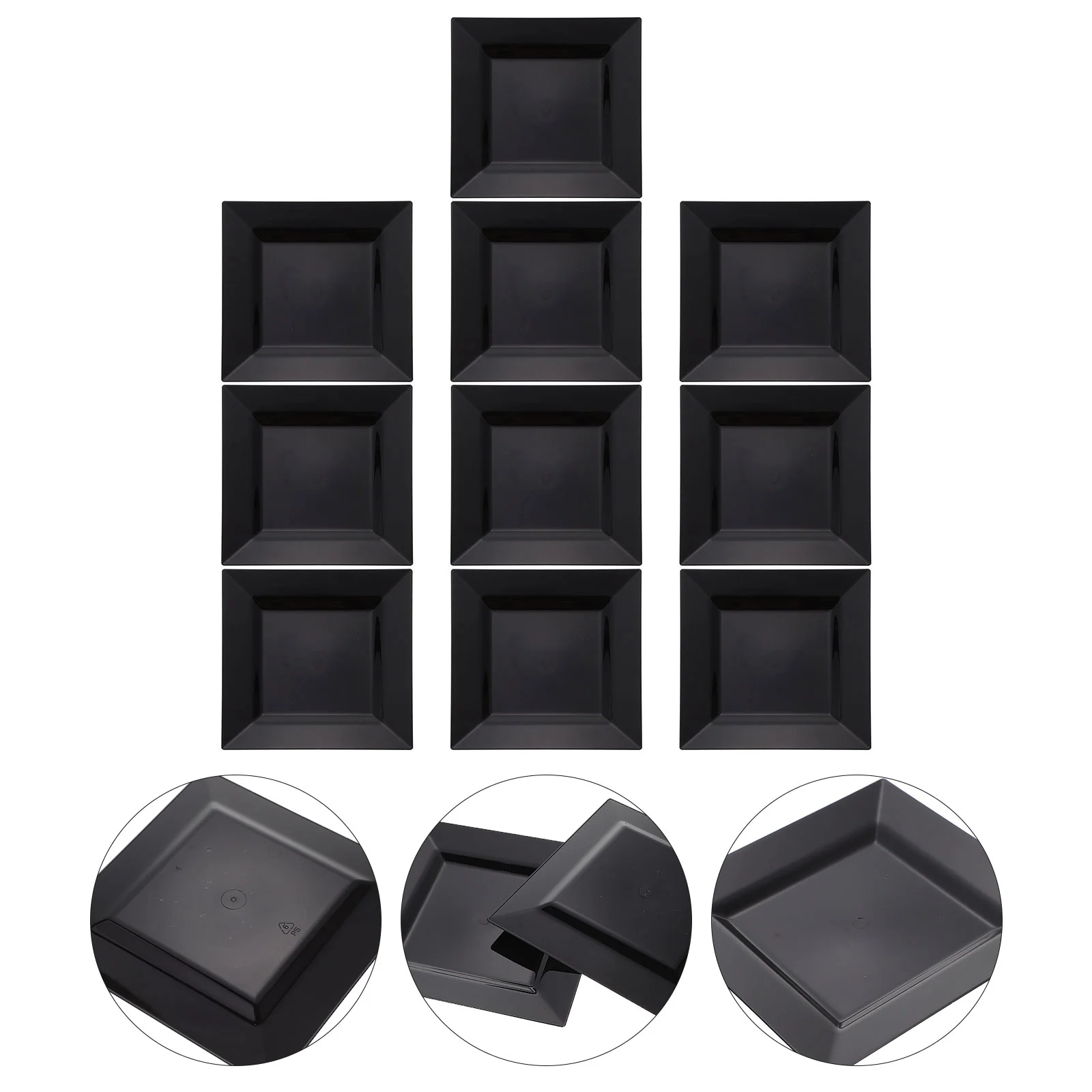 

Plate Plates Tray Fruitservingparty Dish Disposable Snack Black Square Dishes Dessert Dinner Afternoon Tea Salad Bbq Platters