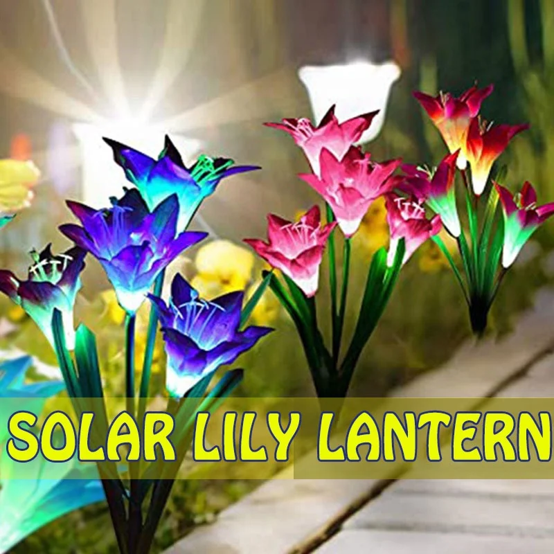 Solar Garden Fairy Lights Led Light Outdoor MultiColor Rose Lily Solar Flower Lights for Patio Yard Garden Christmas Decoration