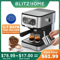 blitzhome 20 bar coffee machine espresso coffee maker high pressure extraction milk frothing accurate control dual system