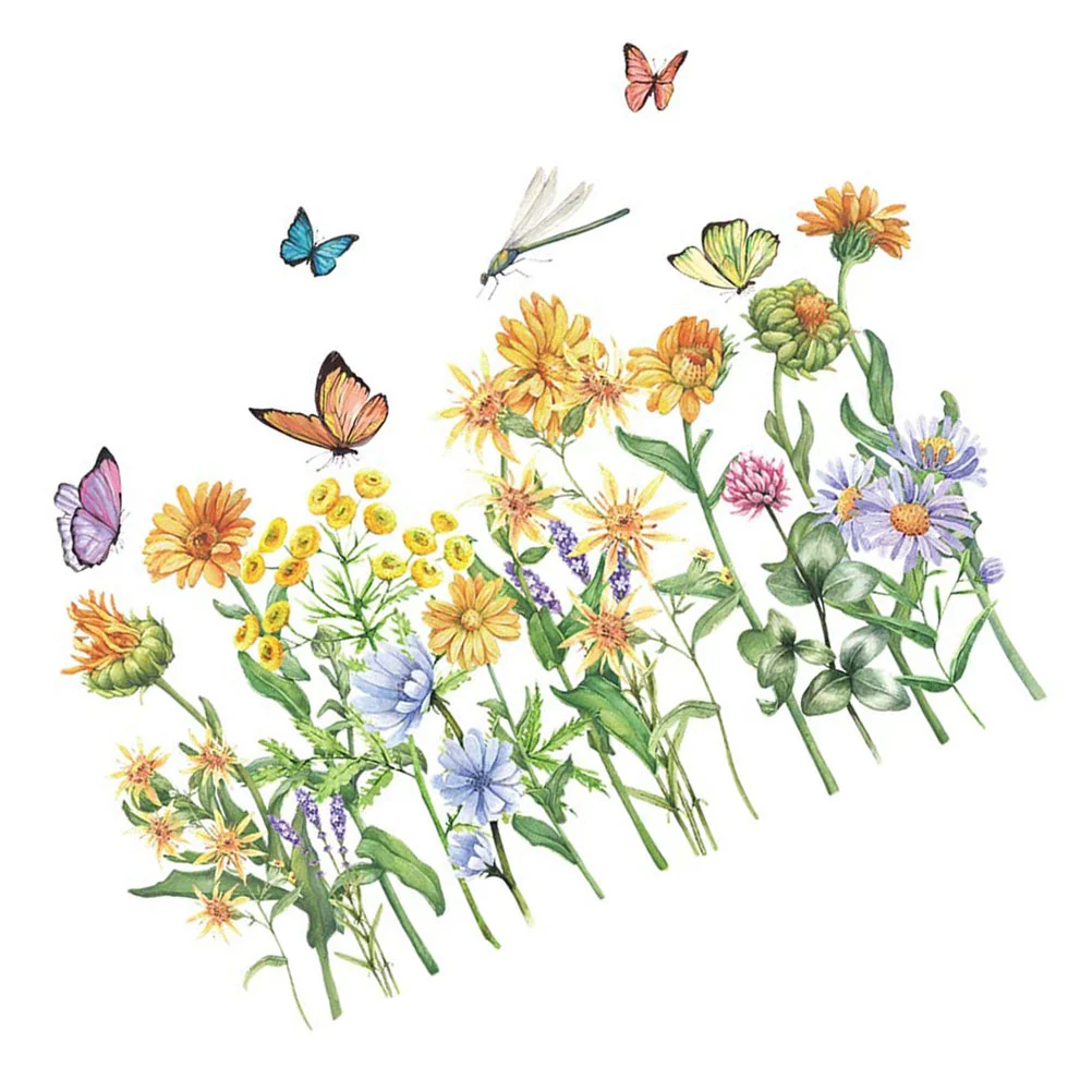 

Wall Sticker Stickers Decals Room Flower Tropical Wallpaper Classroom Flowers Nursery Landscape Wildflowers Living Window