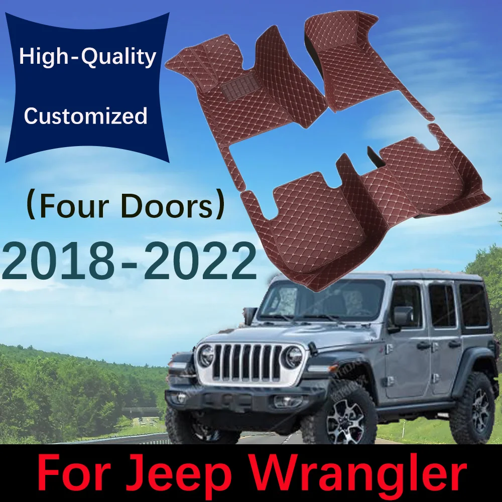 Купи Custom Made Leather Car Floor Mats For Jeep Wrangler Four Doors Interior Details Auto Carpets Rugs Foot Pads Accessories за 1,920 рублей в магазине AliExpress