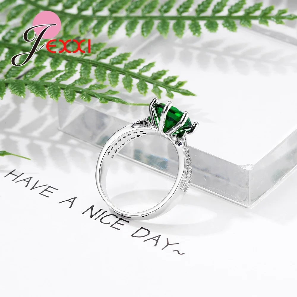 Серебряные кольца 925 ювелирные изделия стильный дизайн блестящий зеленый