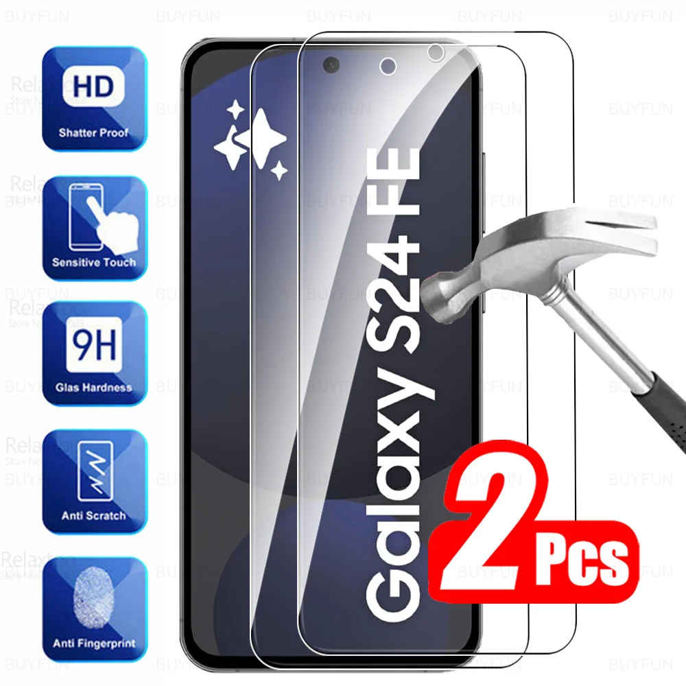 Для Samsung Galaxy S24 FE Стекло 2 шт. Закаленное стекло Samsungang S24FE SamsungS24 F E GalaxyS24FE 5G 2024