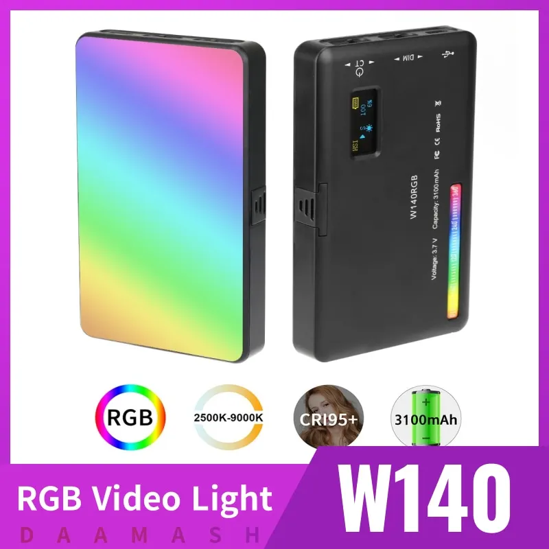 

W140 LED RGB Video Light Full Color Dimmable 2500 to 9000K 3100mAh CRI95 Photography Camera Rechargeable Lighting VIDEO LAMPS