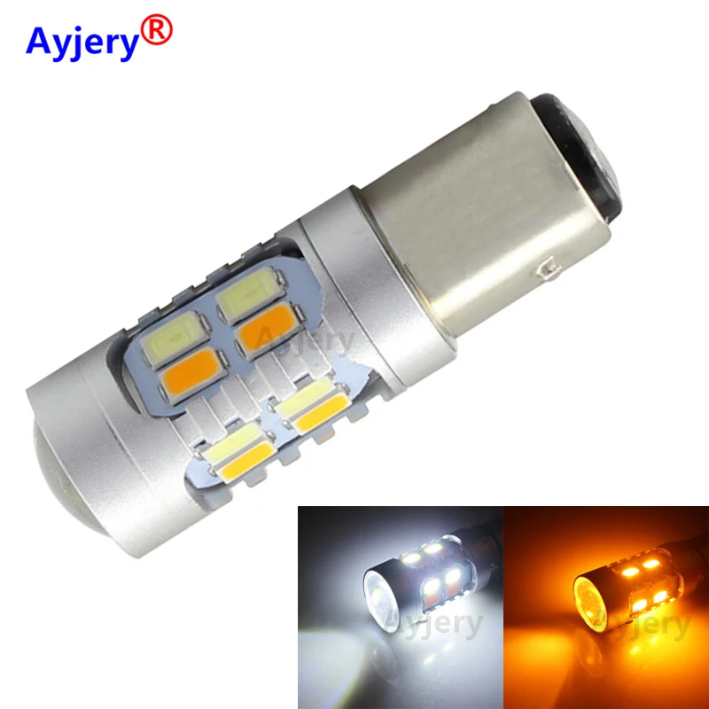 

AYJERY 20Pcs Car Switchback LED 1157 BAY15D 20 SMD 5630 5730 LED 7443 White to Amber Drive DRL Turn Signal Light 12V