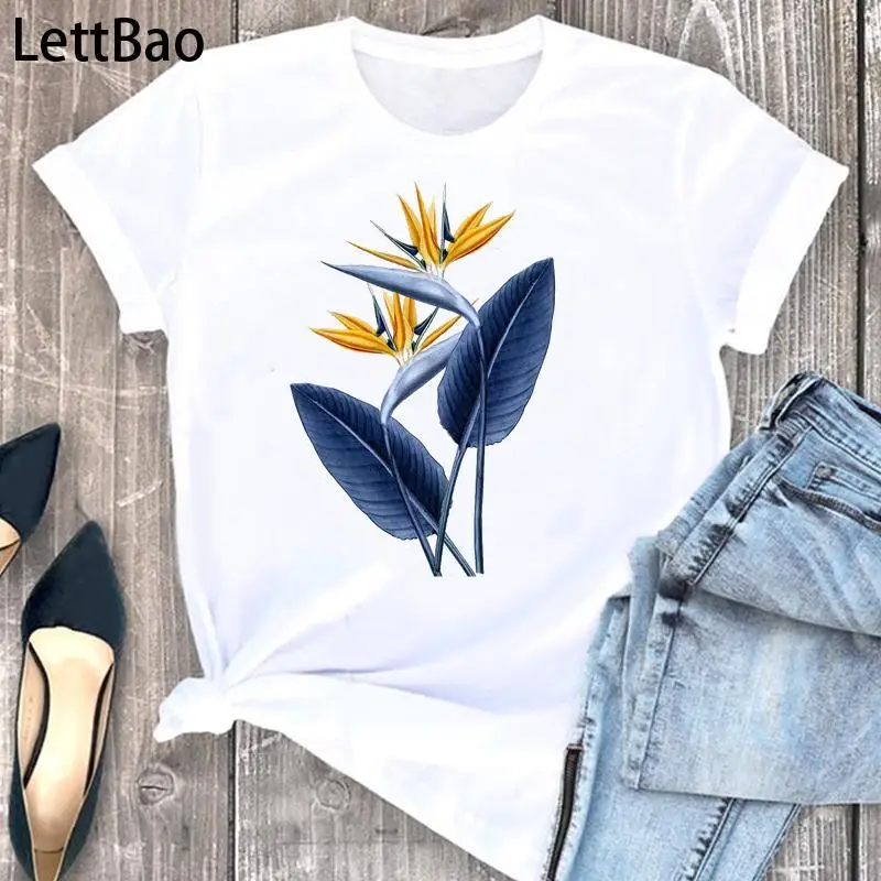 

Summer T-shirts Women Clothes Flower Cute 90s Trend Cartoon Fashion Streetwear Casual Ulzzang Short Sleeve O Neck T-shirts Tops