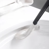 breathable toilet brush water leak proof with base silicone wc flat head flexible soft bristles brush with quick drying holder