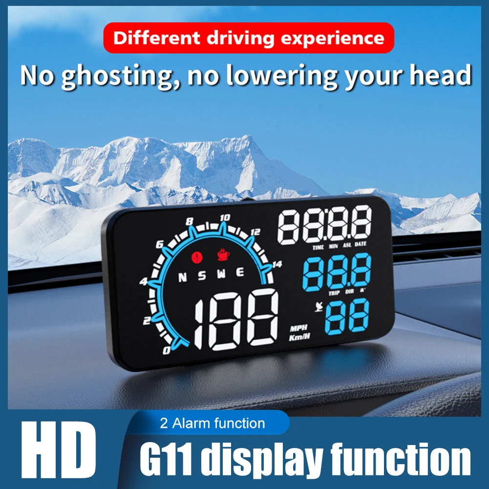 

G11 Universal HUD GPS Head Up Display Speedometer Odometer LED Display Windscreen Projector with Overspeed Fatigue Driving Alarm
