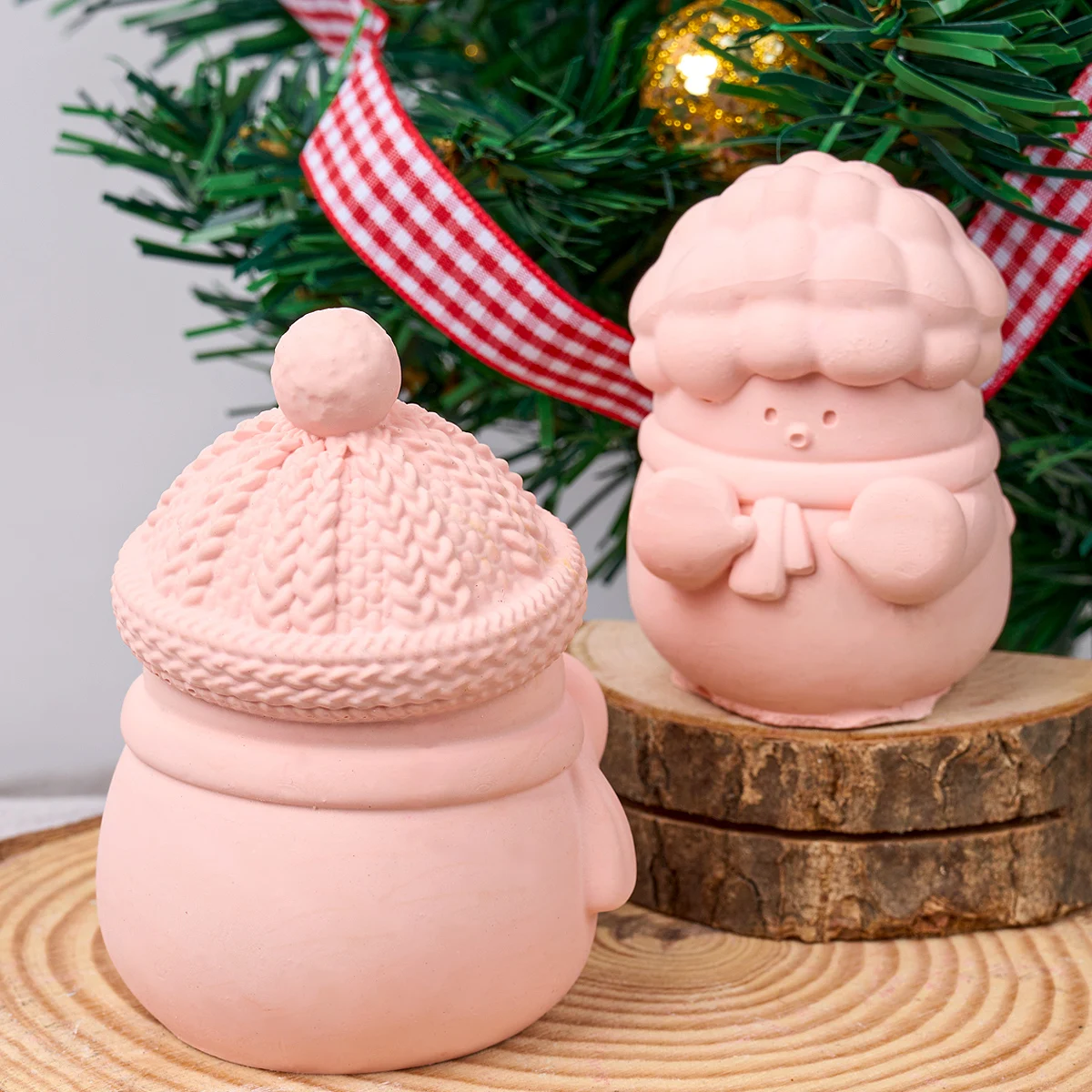 Силиконовая форма в виде снеговика подсвечника для творчества