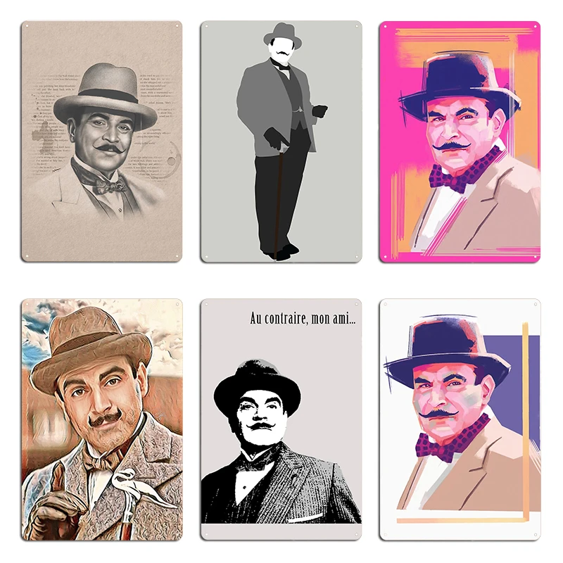 Hercule Poirot Metal Plaque Poster pub Garage Plaques Wall Design Tin sign