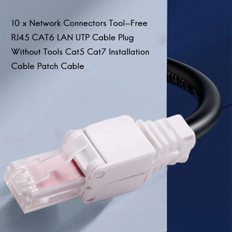 10 сетевых разъемов без инструментов RJ45 CAT6 LAN UTP Кабельная вилка Cat5 Cat7 установочный