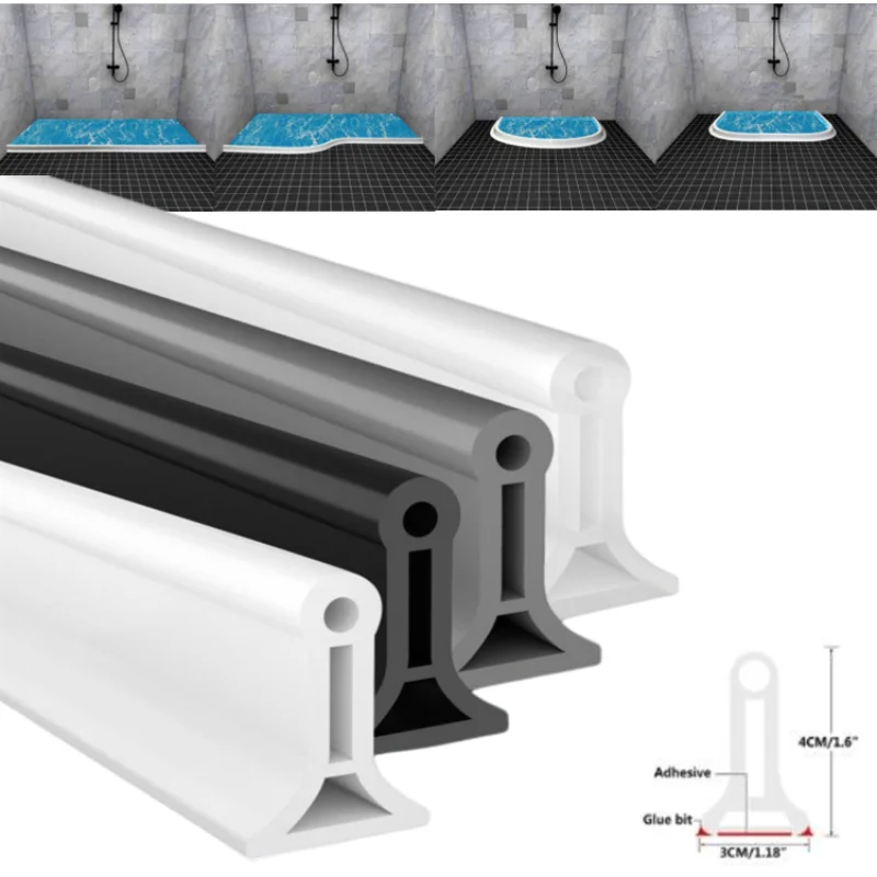 DIY Shower water barrier Silicone Bendable Water Retaining Strip for Bathroom Door Threshold Washing Machine Shower Dam Barrier