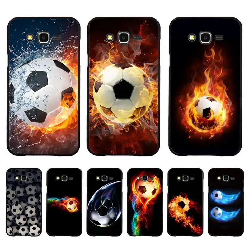 

Fire Football Soccer ball Phone Case for Samsung J 2 3 4 5 6 7 8 prime plus 2018 2017 2016 core