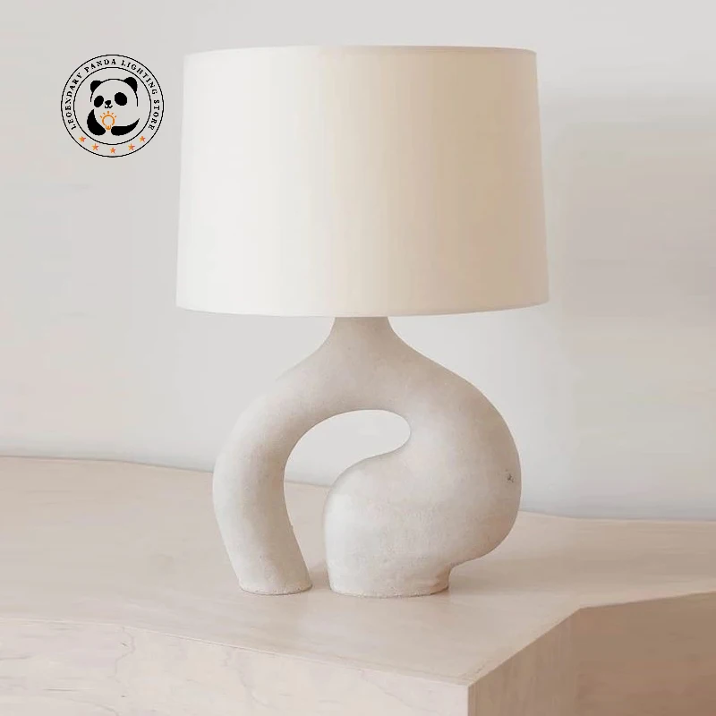 

Northern Europe Design Creative Table Lamp Fabric Lampshade Diameter35cm H63cm LED Resin Lamp Body Living Room Bedroom Decorate