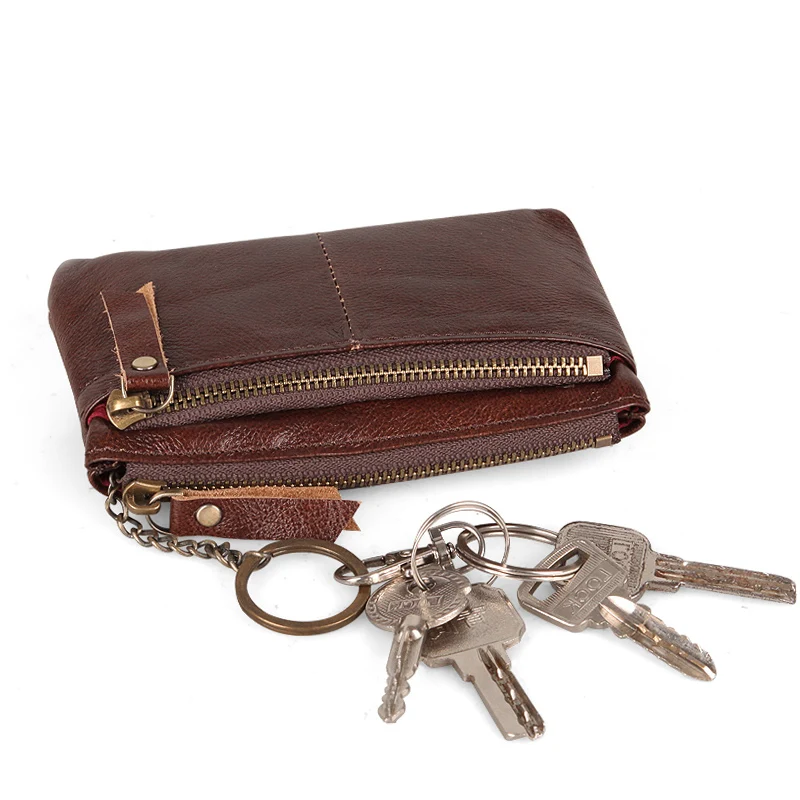 Brand Men Coin Purse Vintage ID Credit Card Holder Designer Frosted Short Wallets Genuine Leather Key Holder Small Money Bag