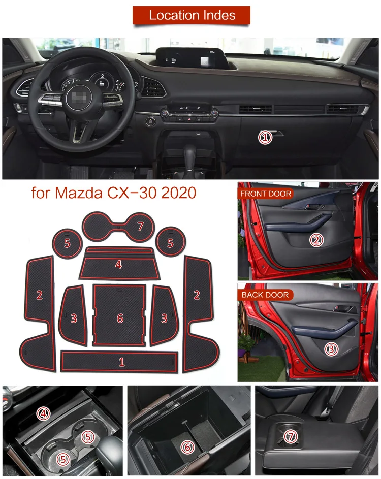Резиновый дверной коврик с желобом для Mazda CX-30 CX30 CX 30 DM 2020 2021 2022 подушка слот