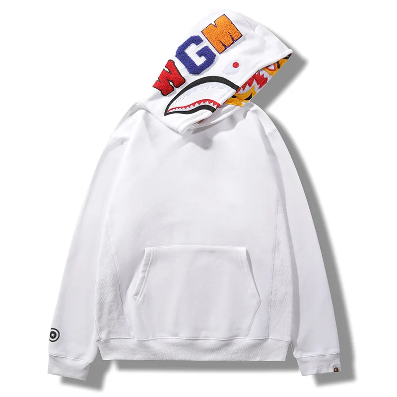 

100%Cotton Embroidery Bape Shark Classic Camouflage Hoodie New High Quality Zipper Sports Jacket For Men Women Hip-hop Oversize