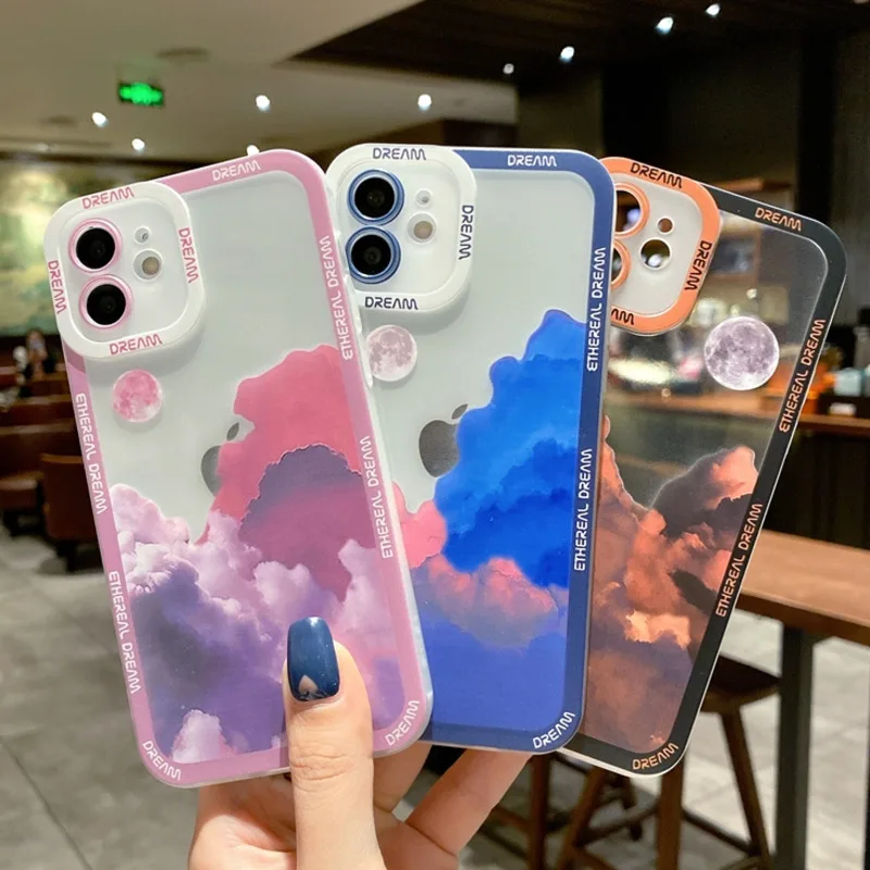 

Moon night Late Protection Phone Case For iPhone 13 11 12 Pro Max Shockproof Soft Back Cover for iphone XR X XS 7 8 Plus SE2020