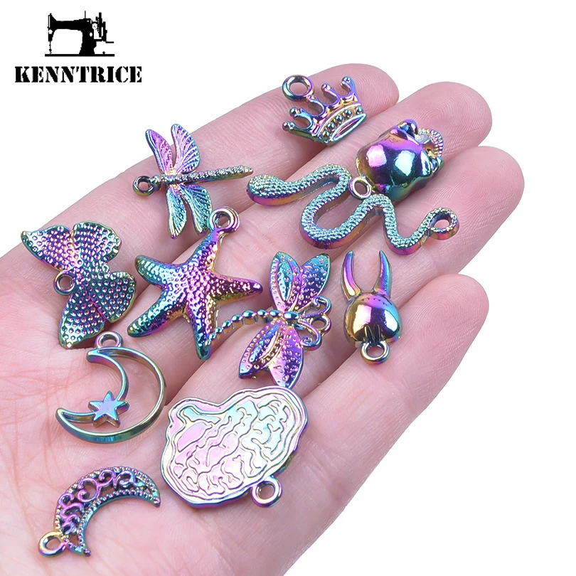 

100pcs Random Mix Bracelet Decoration Bling Alloy Girl Gift Glo Colorful Metal Pendant Backpack DIY Accessories New Arrival