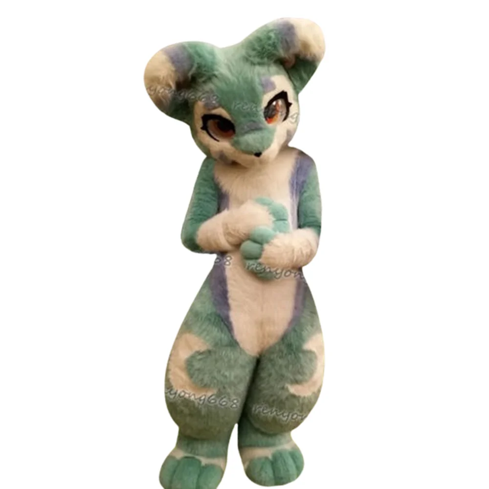 Длинный Меховой Костюм с изображением хаски и собаки костюм на Хэллоуин для