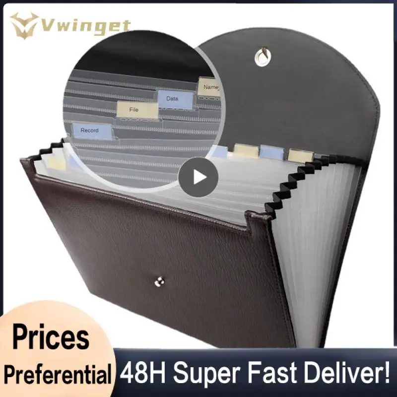 

Elastic Strap Leather Bag Document Business File Holder Storage Durable Folder Tag Bit Storage Bag Large Capacity Practical