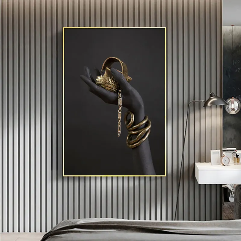 

Black Woman Hand With Gold Jewelry Wall Canvas Paintings Africa On The Wall Pop Art Posters And Prints Living Room Decor Picture