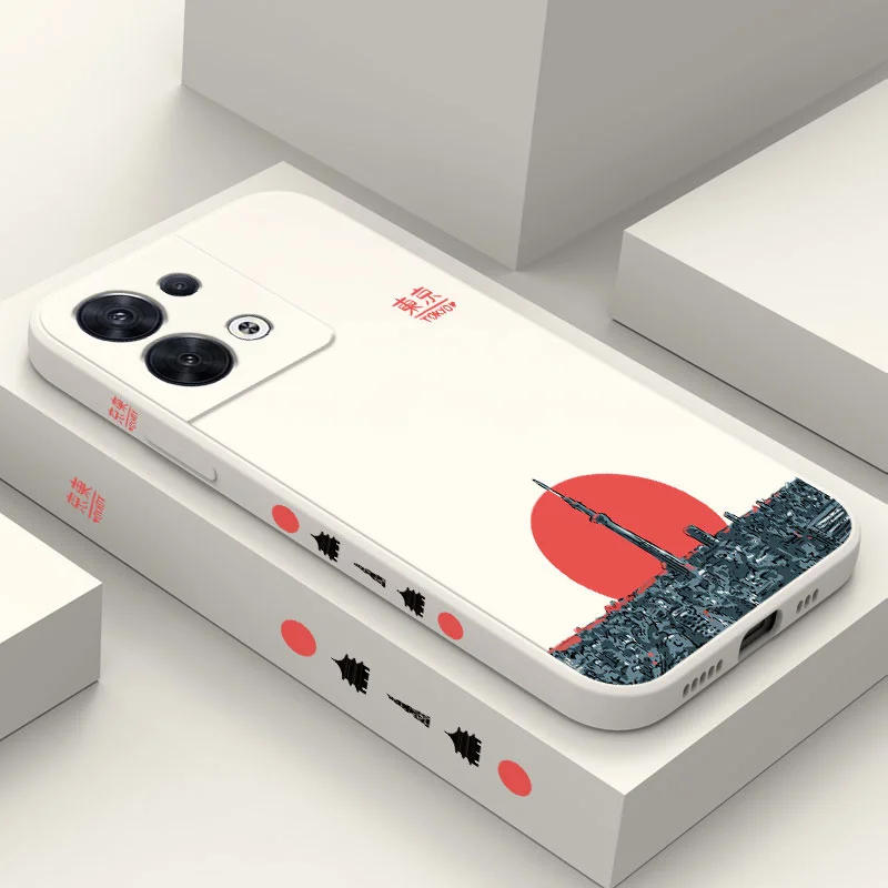 

City Silhouette Phone Case For OPPO Reno 8 8T 8Z 7 7Z 6 5 F19 F9 Pro 4G 5G Liquid Silicone Cover