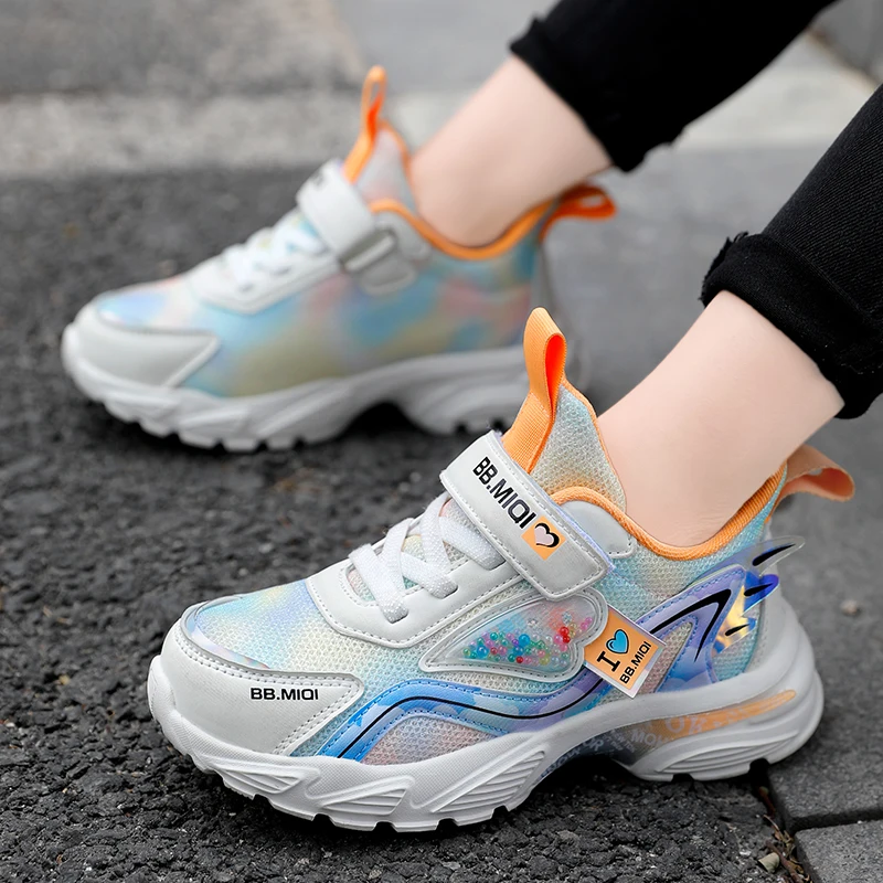 New Children's Running Sneakers Girls Mesh Breathable Casual Sports Shoes Campus Lightweight Children's Walking Shoes