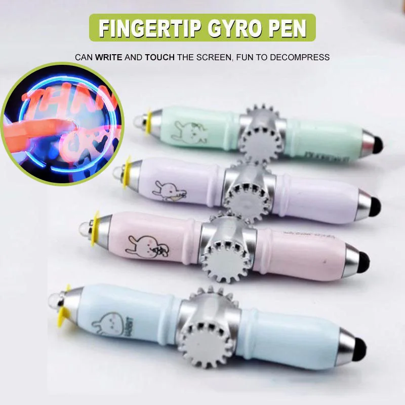 

2 In 1 Creative Glow Fidget Spinner Pen Magic LED Glowing Stylus Pen Fingertip Gyro Rotating Pen Kids Funny Stress Relief Toys