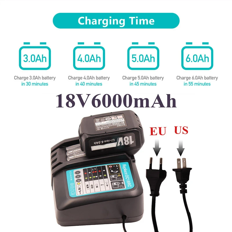 

Аккумулятор Makita 18 в для BL1840 BL1850 BL1830 BL1860B LXT400 DC18RC DC18SF 18650, перезаряжаемый литий-ионный аккумулятор es 18V6000Ah