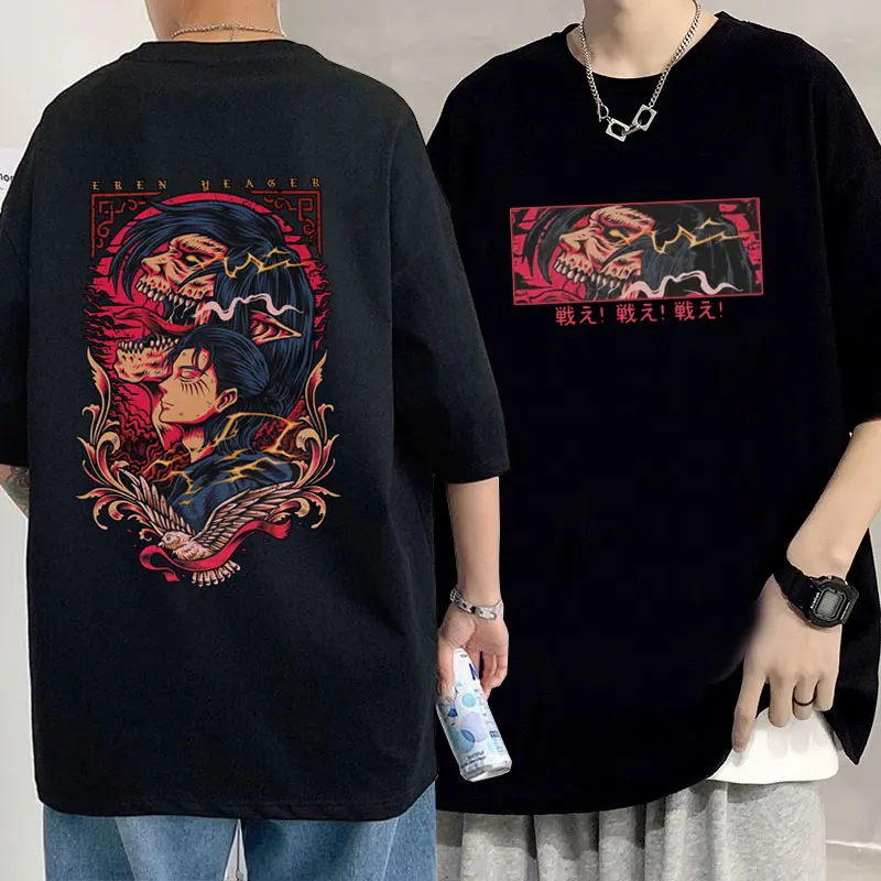 

Anime Attack on Titan Graphic T Shirts Manga Eren Jaeger Shingeki No Kyojin T-shirt Men Women Fashion Casual Streetwear Tshirt